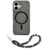 Etui GUESS IML Glitter With Pearl Strap MagSafe do Apple iPhone 16 Czarny Seria telefonu iPhone