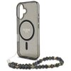 Etui GUESS IML Glitter With Pearl Strap MagSafe do Apple iPhone 16 Czarny Dominujący kolor Czarny