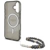 Etui GUESS IML Glitter With Pearl Strap MagSafe do Apple iPhone 16 Czarny Typ Etui nakładka