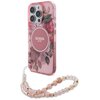 Etui GUESS IML Flowers With Pearl Strap MagSafe do Apple iPhone 16 Pro Max Różowy