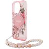 Etui GUESS IML Flowers With Pearl Strap MagSafe do Apple iPhone 16 Pro Max Różowy Dominujący kolor Różowy