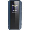 Niebieski wzmacniacz słuchawkowy z wyświetlaczem pokazującym informacje: "APTX-HD", "44.1k", "EQ:POP" oraz ikonę Bluetooth i wskaźnik baterii na poziomie 56%.