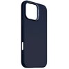 Ciemnoniebieskie etui wykonane z silikonu, przeznaczone do telefonu Apple iPhone 16 Pro Max, z wycięciem na aparat. Na krawędzi wycięcia widoczny jest napis "DECODED".