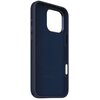 Ciemnoniebieskie etui silikonowe z wycięciem na aparat i przyciski boczne, przeznaczone do telefonu Apple iPhone 16 Pro Max. Na wewnętrznej stronie etui widoczny jest napis "DECODED" oraz delikatny zarys okręgu wskazujący na funkcję MagSafe.