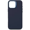 Ciemnoniebieskie etui wykonane z silikonu, przeznaczone do telefonu Apple iPhone 16 Pro Max, z wycięciem na aparat. Na obramowaniu wycięcia widoczny jest napis "DECODED".