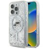 Etui KARL LAGERFELD Liquid Glitter Karl&Choupette Head MagSafe do Apple iPhone 16 Pro Przezroczysty