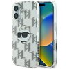 Przezroczyste etui na telefon z nadrukiem w postaci wzoru z liter "KL" oraz wizerunkiem kota w okularach przeciwsłonecznych. Na boku etui widnieje napis "KARL LAGERFELD".