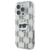 Przezroczyste etui na telefon z wzorem składającym się z czarnych kropek układających się w litery "K" oraz grafiką białej postaci z okularami przeciwsłonecznymi. Na boku etui widnieje napis "KARL LAGERFELD".