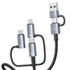 Kabel USB-C/USB-A - USB-C/Micro USB/Lightning USAMS 6w1 Fast Charging 240W 1.2m Czarno-srebrny Typ USB-C/USB-A - USB-C/Micro USB/Lightning