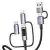 Kabel USB-C/USB-A - USB-C/Micro USB/Lightning USAMS z wyświetlaczem 6w1 60W DP Fast Charging 2m Czarno-srebrny Obsługiwane zasilanie [W] do 60