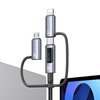 Kabel USB-C/USB-A - USB-C/Micro USB/Lightning USAMS z wyświetlaczem 6w1 60W DP Fast Charging 2m Czarno-srebrny Długość [m] 2