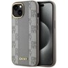 Etui DKNY Leather Checkered Mono Pattern MagSafe do Apple iPhone 15 Beżowy