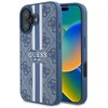 Etui GUESS 4G Printed Stripes MagSafe do Apple iPhone 16 Niebieski