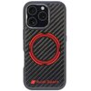 Etui AUDI Carbon Fiber Sport Red Circle MagSafe do Apple iPhone 16 Pro Czarny