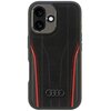 Etui AUDI Genuine Leather MagSafe do Apple iPhone 16 Czarno-czerwony