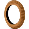 Brązowa opona rowerowa z widocznym bieżnikiem w kształcie rombów, na której znajduje się tekst: "INFLATE TO 35-45 PSI (2.4-3.1 BAR)" oraz "RALSON".