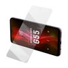 Przezroczysta folia ochronna jest nałożona na ekran smartfona, na którym widoczny jest napis "Motorola Moto G55" oraz logo "3MK". Tło ekranu ma dynamiczny, czerwono-pomarańczowy wzór.