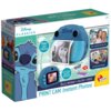 Pudełko z zabawkowym aparatem "LISCIANI Stitch Print Cam 304-107247" z motywem postaci z bajki, zawiera zdjęcia przykładowych wydruków oraz informacje: "PRINT 180 Photos", "LCD FULL COLOR DISPLAY", "3 in 1 INSTANT • SELFIE • VIDEO". Widoczne są także nakl