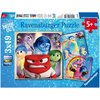 Opakowanie puzzli Ravensburger z motywem z filmu "Inside Out" przedstawia kolorową grafikę z postaciami z filmu oraz informację o zawartości: "3x49" elementów. Na opakowaniu widnieje logo Ravensburger oraz oznaczenie wiekowe "5+" na czerwonym tle.