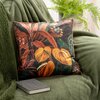Poszewka EUROFIRANY Velvet 104 45 x 45 cm Czarno-pomarańczowy Wzór Liście