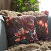 Poszewka EUROFIRANY Velvet 129 45 x 45 cm Bordowo-turkusowy Wzór Kwiaty