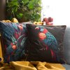 Poszewka EUROFIRANY Velvet 136 45 x 45 cm Czarno-niebieski Wzór Nadruk z motywem papug na tle palm