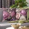 Poszewka EUROFIRANY Velvet 120 45 x 45 cm Fioletowo-czarny Wzór Kwiaty