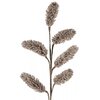 Dekoracyjny kwiat w kolorze ciemnobeżowym z sześcioma puszystymi kwiatostanami na długich łodygach. Produkt ma naturalny wygląd i jest przeznaczony do aranżacji wnętrz.