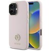Etui GUESS Silicone Logo Strass 4G do Apple iPhone 16 Jasnoróżowy