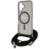 Etui GUESS Crossbody Cord Script MagSafe do Apple iPhone 16 Czarny Dominujący kolor Czarny