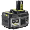 Czarny akumulator z widocznymi napisami: "RYOBI", "Lithium+ 18V", "8.0Ah", "HIGH ENERGY" oraz "ONE+". Produkt ma żółte i szare akcenty oraz teksturowaną powierzchnię.