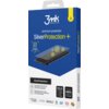 Niebieskie opakowanie z logo "3mk Protection" zawiera napis "premium protection SilverProtection+" oraz grafikę przedstawiającą telefon z nałożoną folią ochronną. Na opakowaniu znajdują się również informacje: "Kills 99% of germs", "Your screen 400% stron