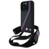 Etui BMW M Edition Carbon Tricolor Lines & Strap do Apple iPhone 16 Pro Czarny Seria telefonu iPhone