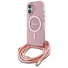Etui GUESS Crossbody Cord Script MagSafe do Apple iPhone 16 Różowy Seria telefonu iPhone