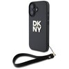 Etui DKNY Wrist Strap Stock Logo do Apple iPhone 16 Czarny