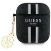 Etui na słuchawki GUESS 4G Printed Stripes Charm do Apple AirPods 1/2 Brązowy