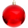 Czerwona, błyszcząca bombka choinkowa o gładkiej powierzchni z metalicznym uchwytem na zawieszkę. Produkt to "Bombki CHRISTMAS DECORATION 80 mm Czerwony (6 sztuk)".