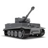 Model czołgu w odcieniach szarości z widocznymi detalami, takimi jak gąsienice, lufa i oznaczenia na boku. Produkt to "Czołg AIRFIX Quickbuild Tiger I J6041".