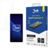 Opakowanie produktu "3mk SilverProtection+" jest w kolorze niebieskim z białymi i żółtymi napisami, zawiera grafikę telefonu z nałożoną folią ochronną oraz tekst "Kills 99% of germs". Na opakowaniu widoczne są również ikony i certyfikaty, takie jak PZH, R