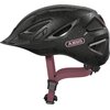 Kask rowerowy ABUS Urban-I 3.0 Flower Art Czarno-fioletowy Miejski z lampką (rozmiar S)