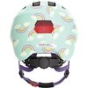 Kask rowerowy ABUS Smiley 3.0 LED Rainbow Niebiesko-zielony dla Dzieci z lampką (rozmiar M) Regulacja Od 50 do 55 cm
