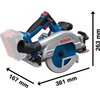 Pilarka tarczowa BOSCH GKS 18V-57-2 GX Professional Głębokość cięcia 45 stopni [mm] 42