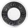 Na zdjęciu znajduje się szpula czarnego filamentu do drukarki 3D, z nawiniętym materiałem o średnicy 1.75 mm. Na przezroczystej obudowie szpuli widoczne jest logo "CREALITY".