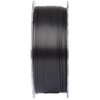 Przedstawione zdjęcie ukazuje szpulę z czarnym filamentem o średnicy 1.75 mm. Filament jest równomiernie nawinięty na przezroczystą szpulę.