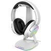 Stojak na słuchawki RAMPAGE Tower T14 RGB Wbudowany HUB USB, Wysokość 257 mm Biały Złącza 2 x USB 2.0