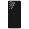 Czarne etui na telefon z wycięciami na dwa duże obiektywy aparatu, mniejszy obiektyw oraz lampę błyskową. Powierzchnia etui jest gładka, a krawędzie zaokrąglone.