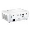 Biały projektor z widocznymi portami i złączami, w tym HDMI, USB, VGA oraz audio, z napisem "ViewSonic" na obudowie. Na urządzeniu znajdują się także oznaczenia "HDMI", "C1" oraz symbole wskazujące na różne funkcje i połączenia.