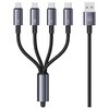 Kabel USB - 2 x USB-C/Lightning/Micro USB USAMS US-SJ739 4w1 15W 1.2 m Czarny
