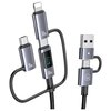 Kabel USB-C/USB-A - USB-C/Micro USB/Lightning USAMS z wyświetlaczem 6w1 60W DP Fast Charging 1.2m Czarno-srebrny Rodzaj Kabel