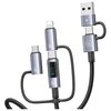 Kabel USB-C/USB-A - USB-C/Micro USB/Lightning USAMS z wyświetlaczem 6w1 60W DP Fast Charging 1.2m Czarno-srebrny Typ USB-C/USB-A - USB-C/Micro USB/Lightning